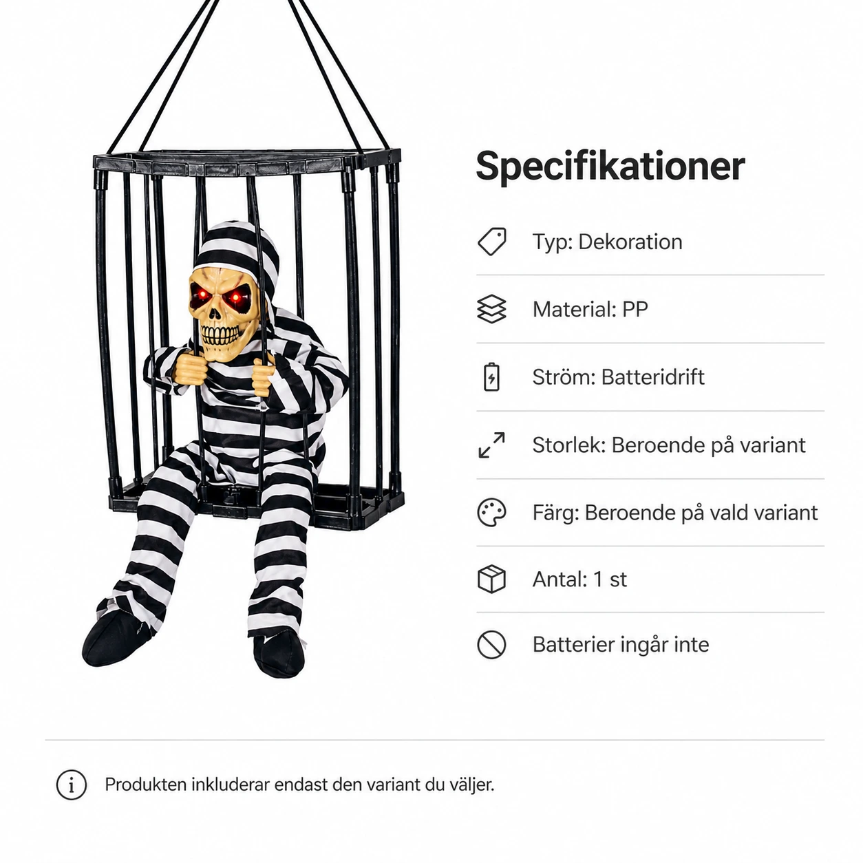 Hängande Halloween-dekoration med ljud och lysande ögon