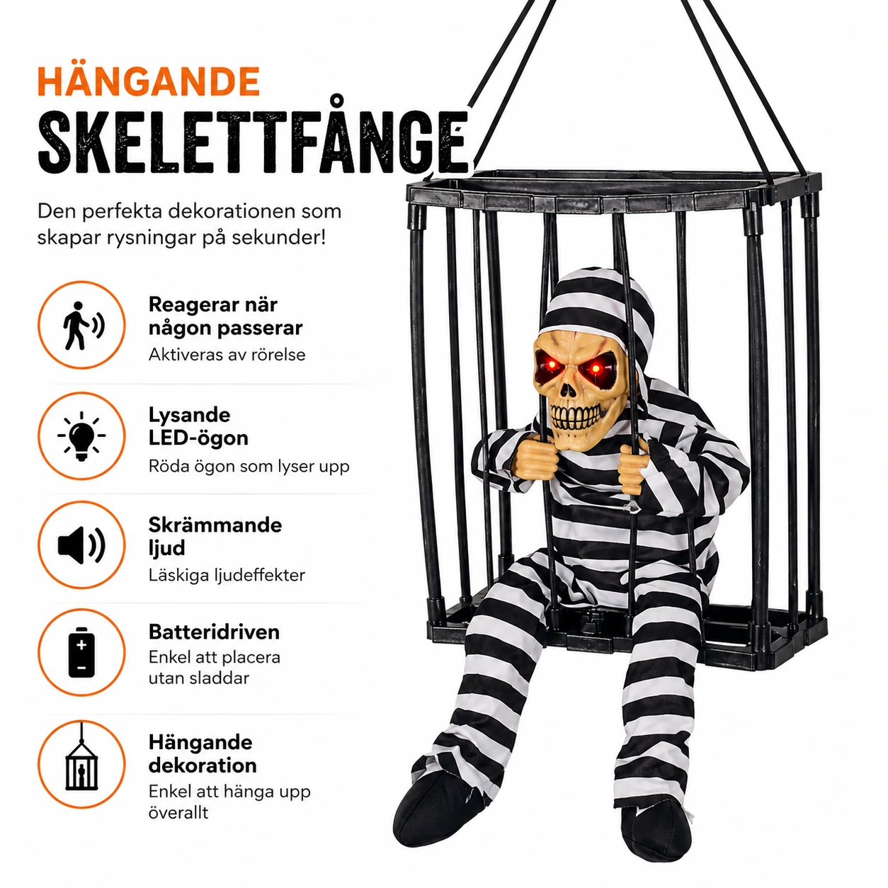 Hängande Halloween-dekoration med ljud och lysande ögon