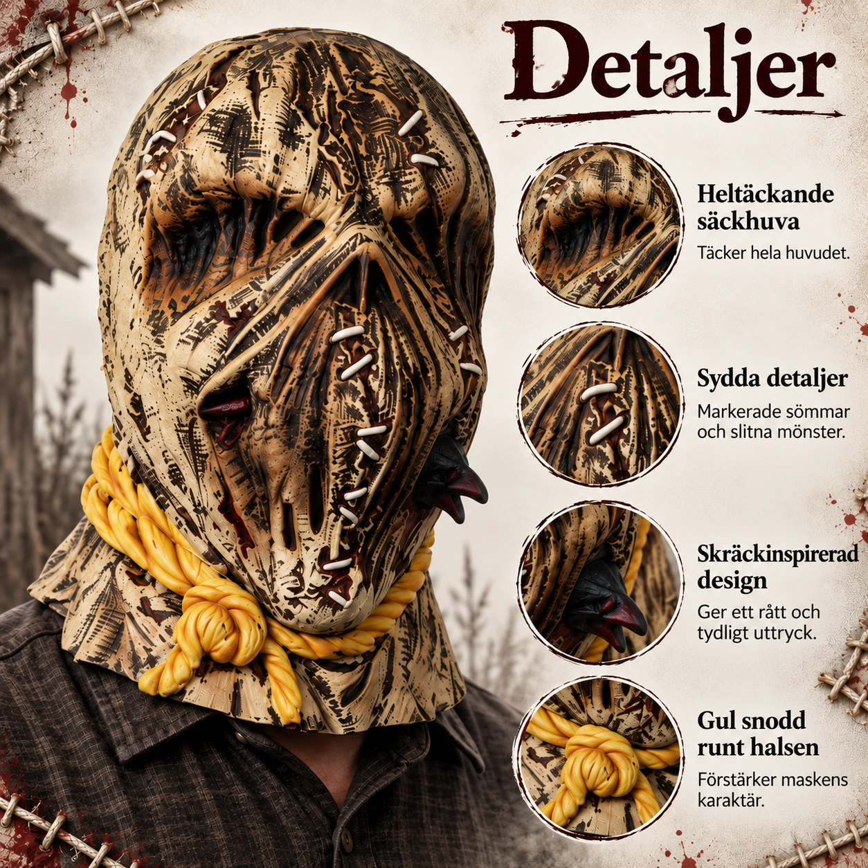Mask med säckhuva i latex