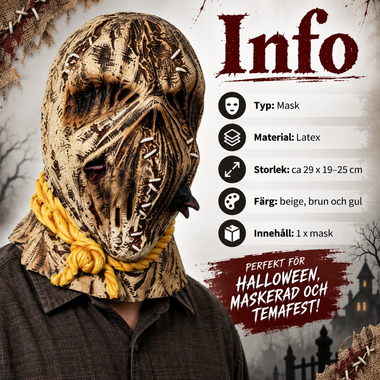 Mask med säckhuva i latex