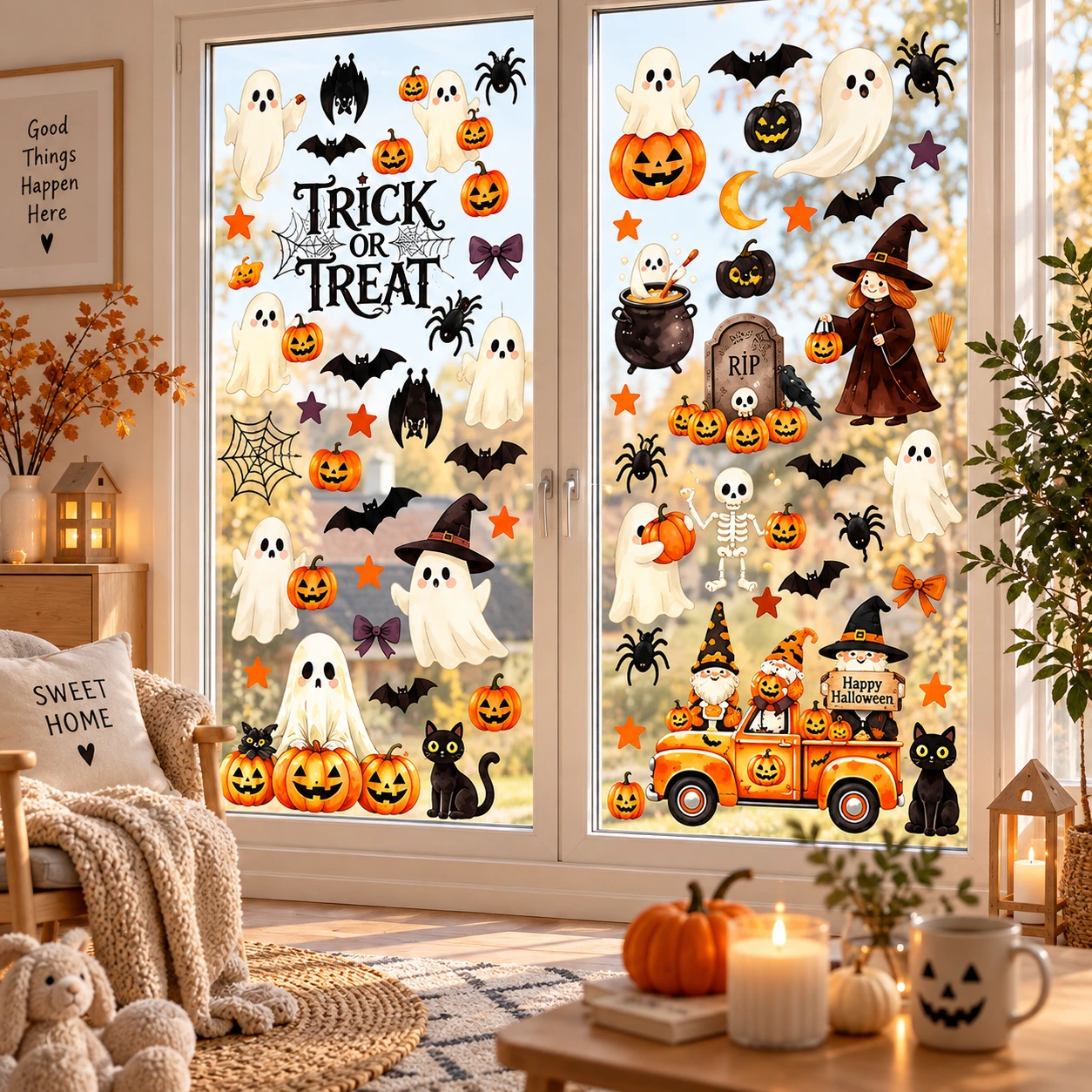 Halloween-ikkunakoristeet, 6 arkkia