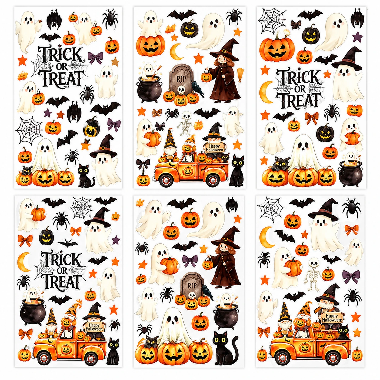 Fönsterdekoration med halloweenmotiv, 6 ark