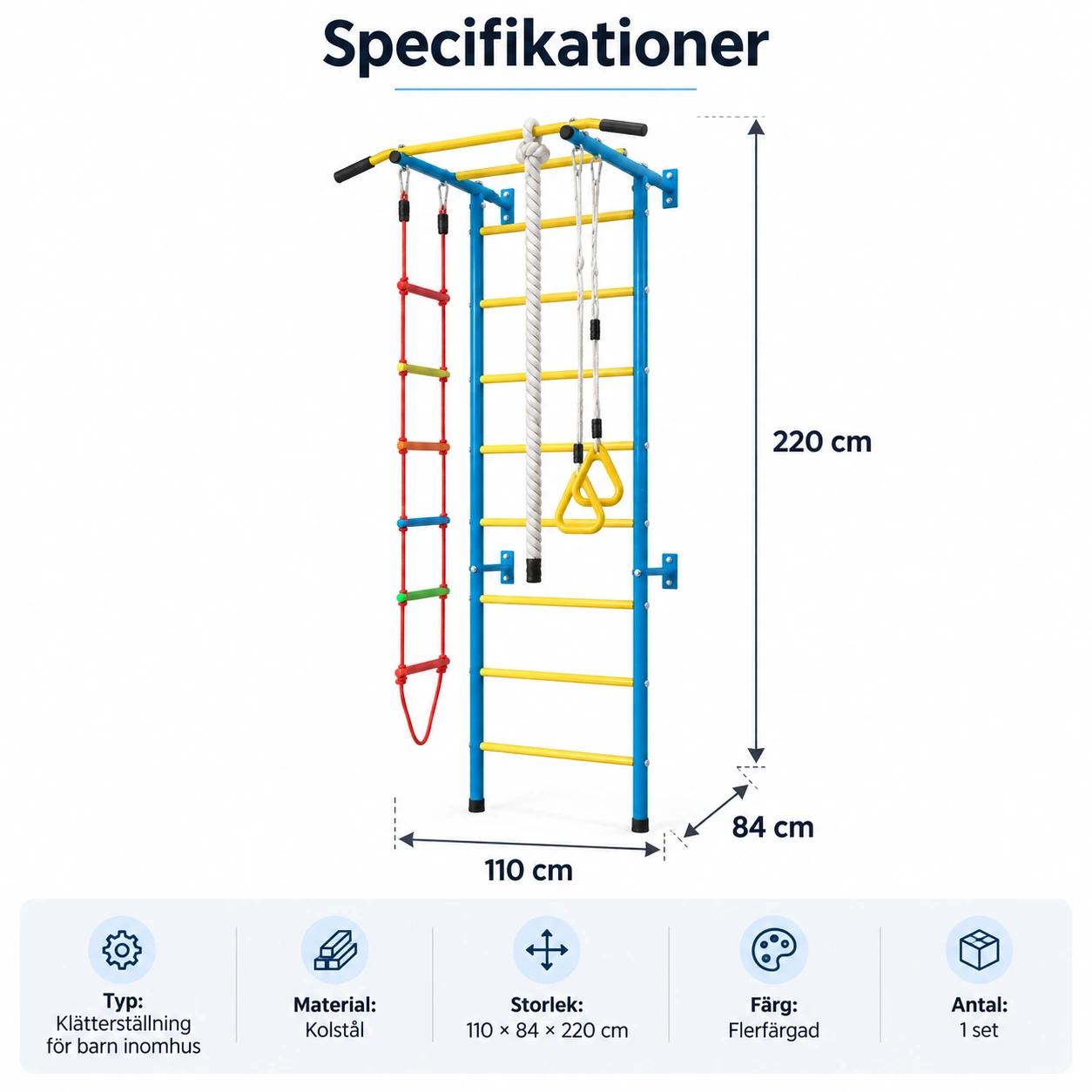 Lasten 5-in-1-kiipeilyteline sisäkäyttöön puolapuilla