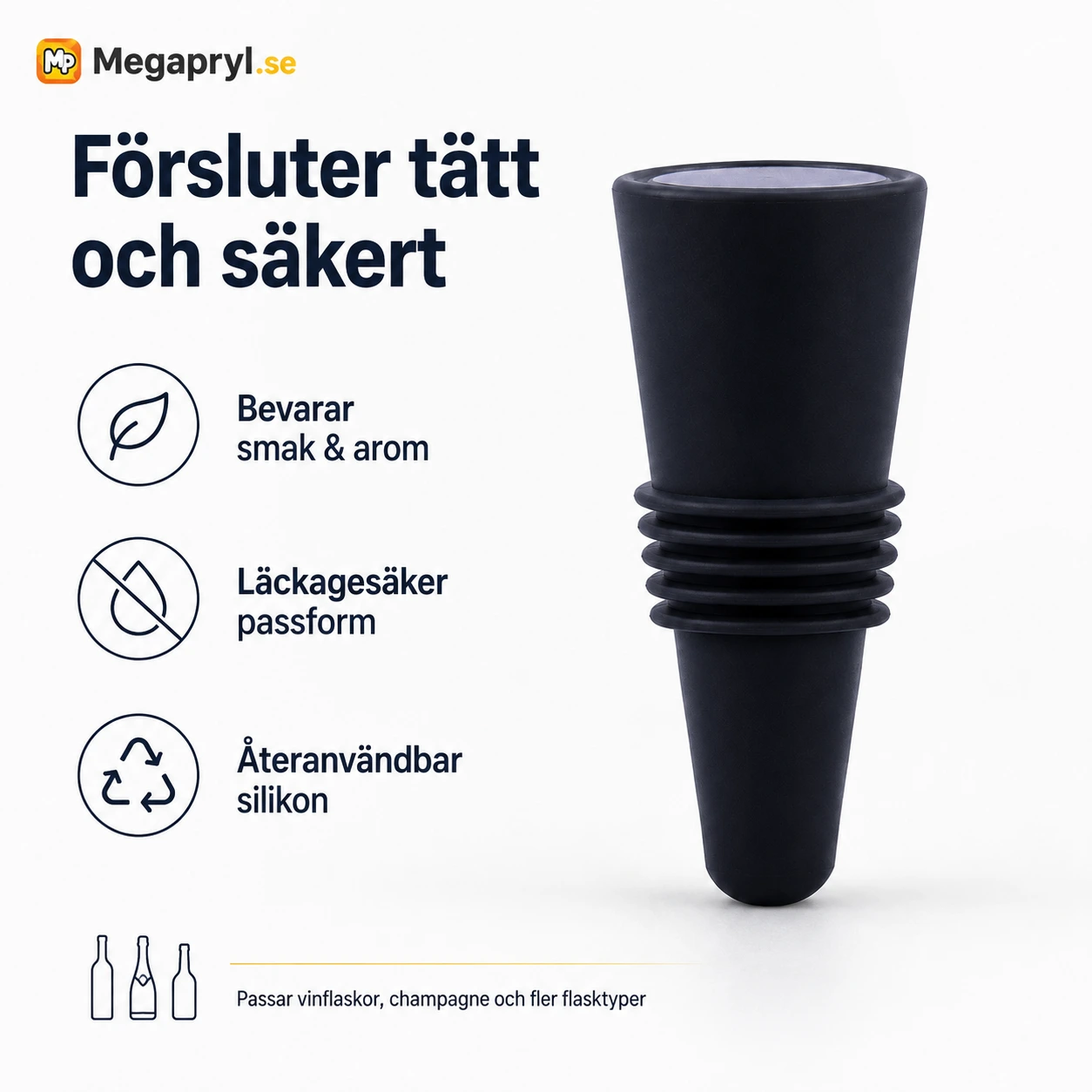 Vinpropp i Silikon för Vinflaskor – Läckagesäker
