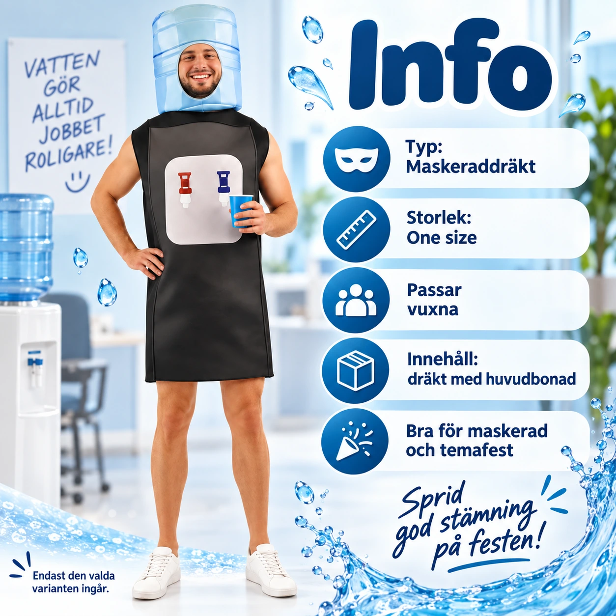 Rolig Vattenkylare / Water Dispenser Kostym för Vuxna
