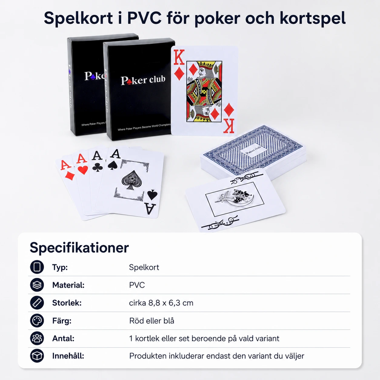 Spelkort i PVC för poker och kortspel
