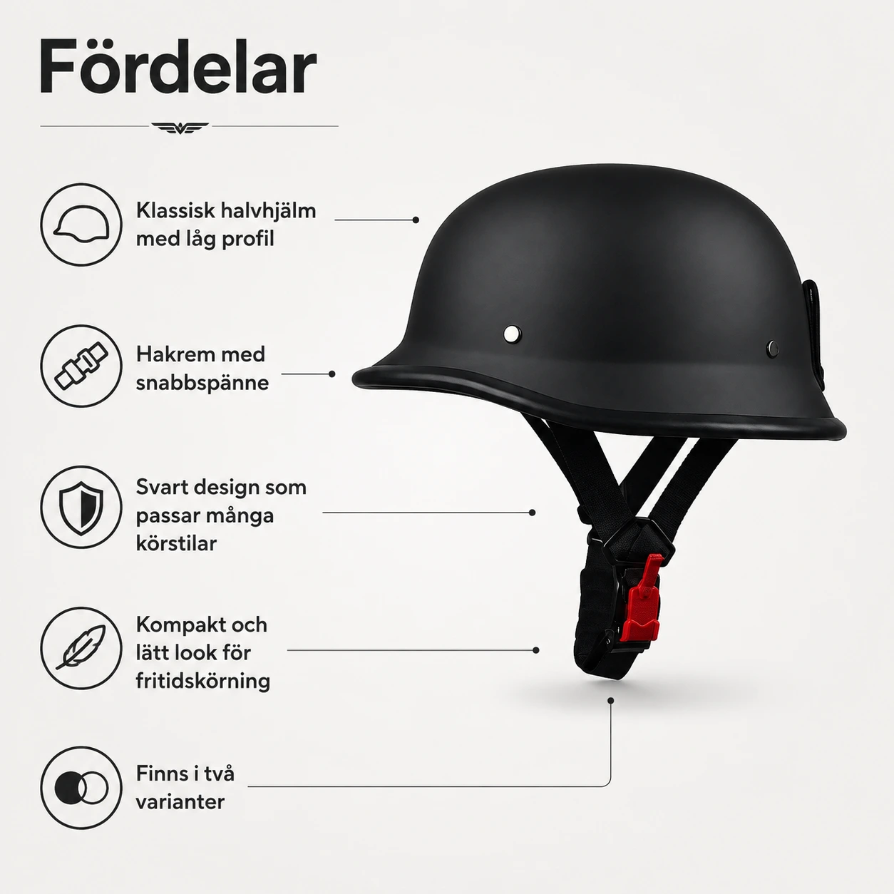 Halvhjälm för motorcykel och moped