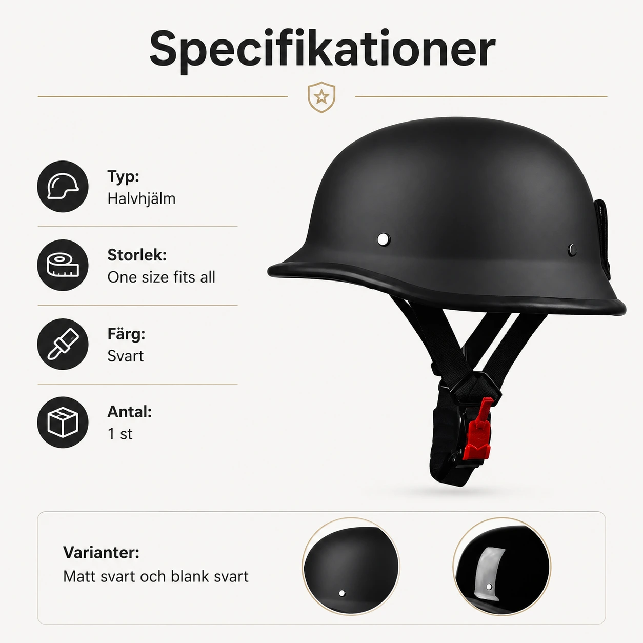 Halvhjälm för motorcykel och moped