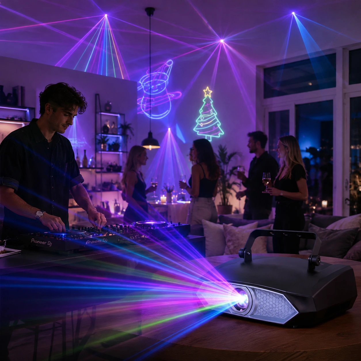 RGB laserprojektor för DJ och fest med DMX och appstyrning