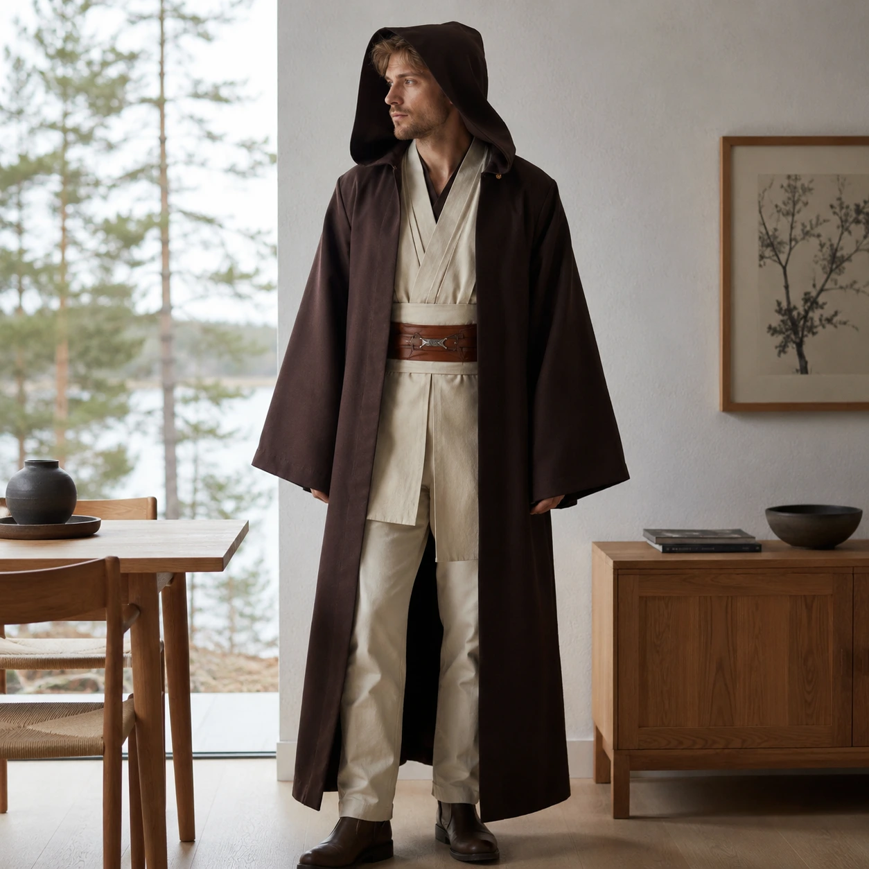 Jediräkt med mantel för vuxen cosplay och maskerad