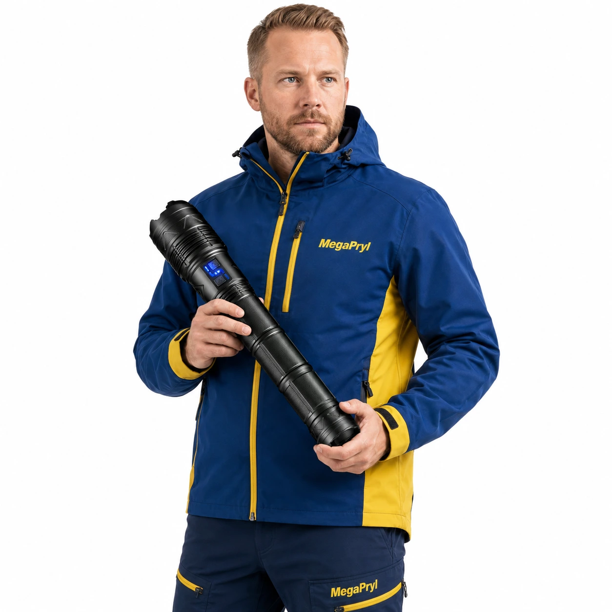 Uppladdningsbar LED-ficklampa för outdoor med batteriindikator