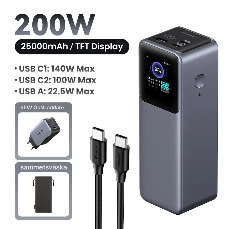 Powerbank 25000mAh 200W - Snabbladdning 4