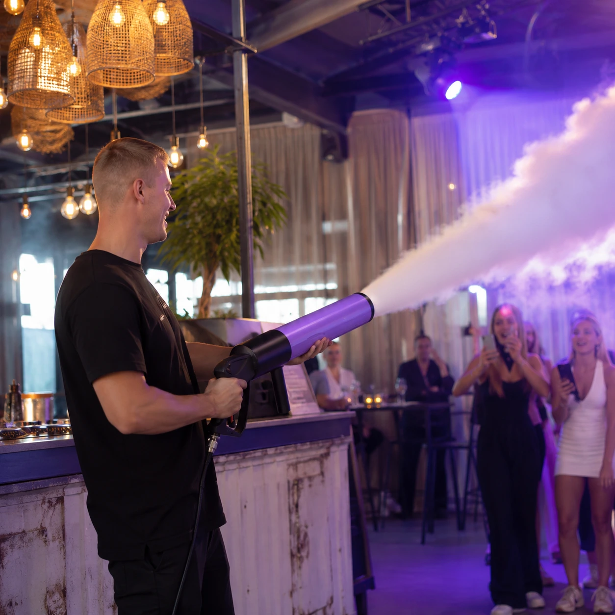CO2-rökpistol med RGB LED för fest och scen