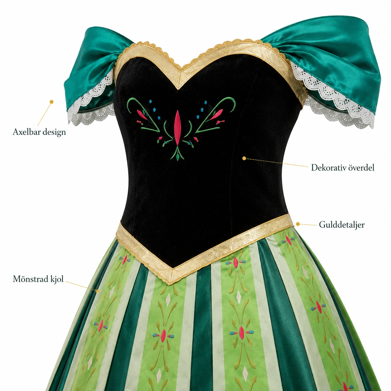 Prinsessklänning för maskerad och cosplay