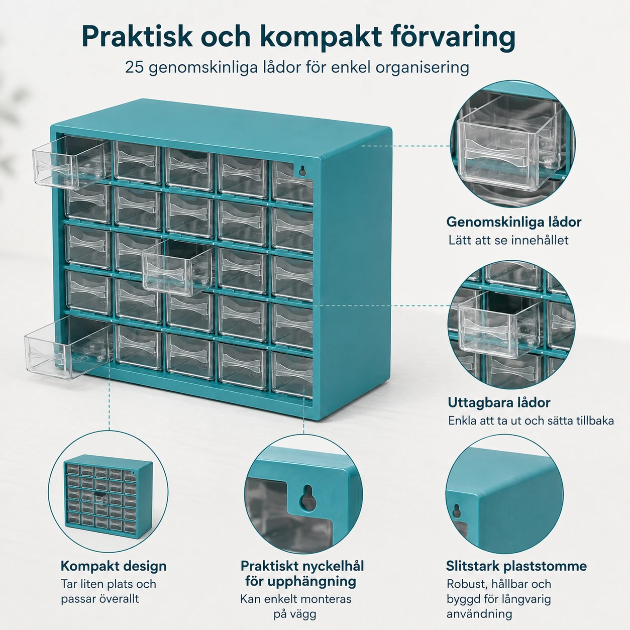 Förvaringsskåp med 25 lådor för smådelar och hobby