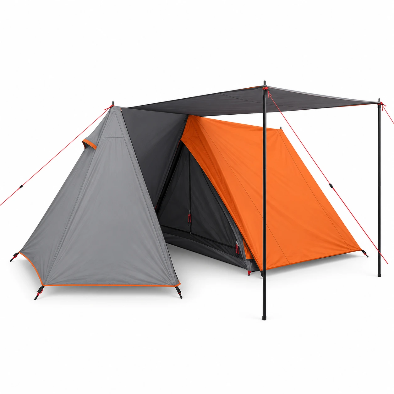 Lätt campingtält med soltak och PU-beläggning 210 x 150 cm