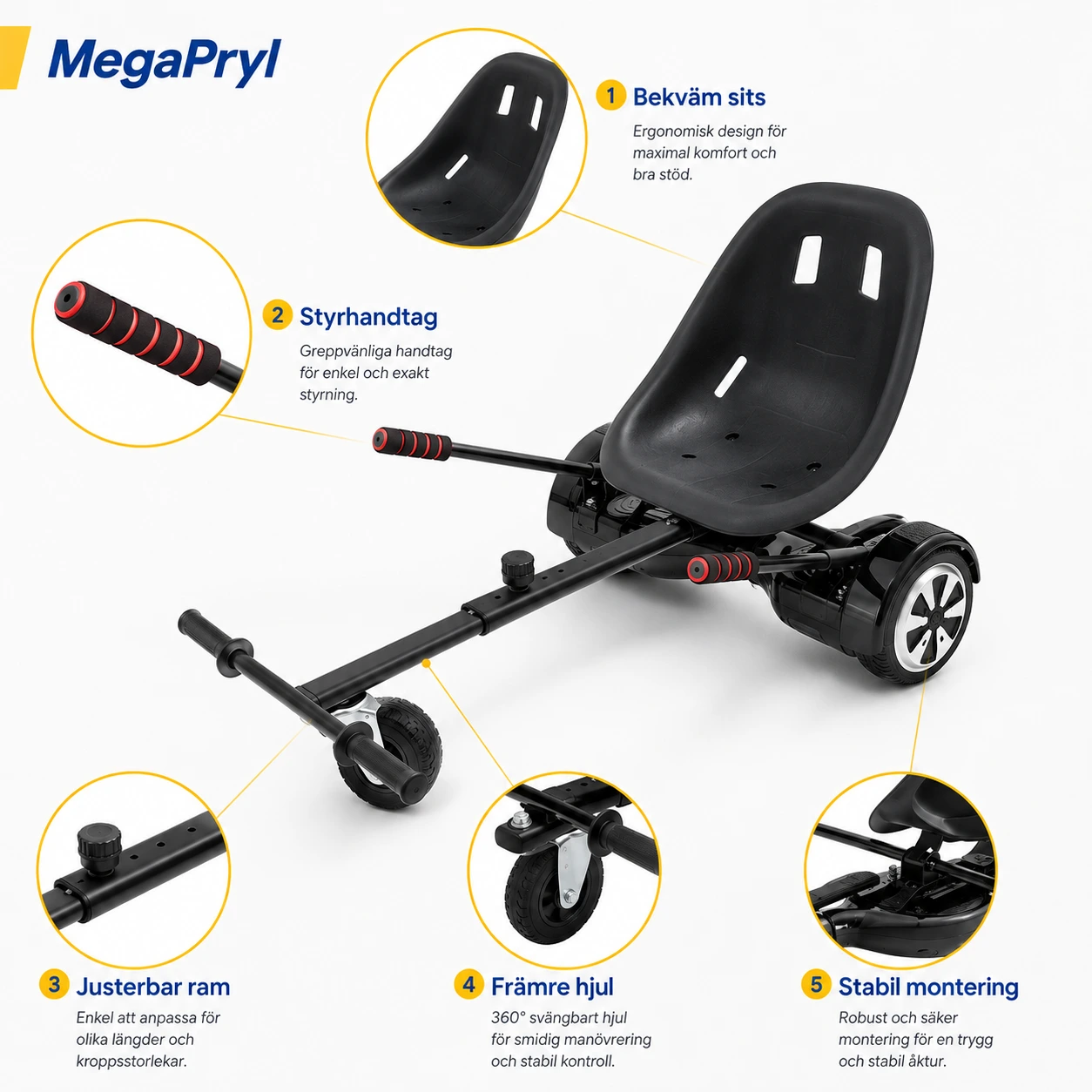 Hoverboard kartkit för 6,5–10 tum med justerbar ram