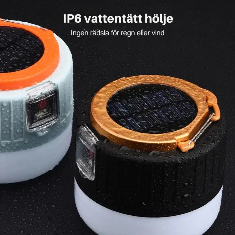 Campinglampa Solcellsdriven LED - Vattentät 2