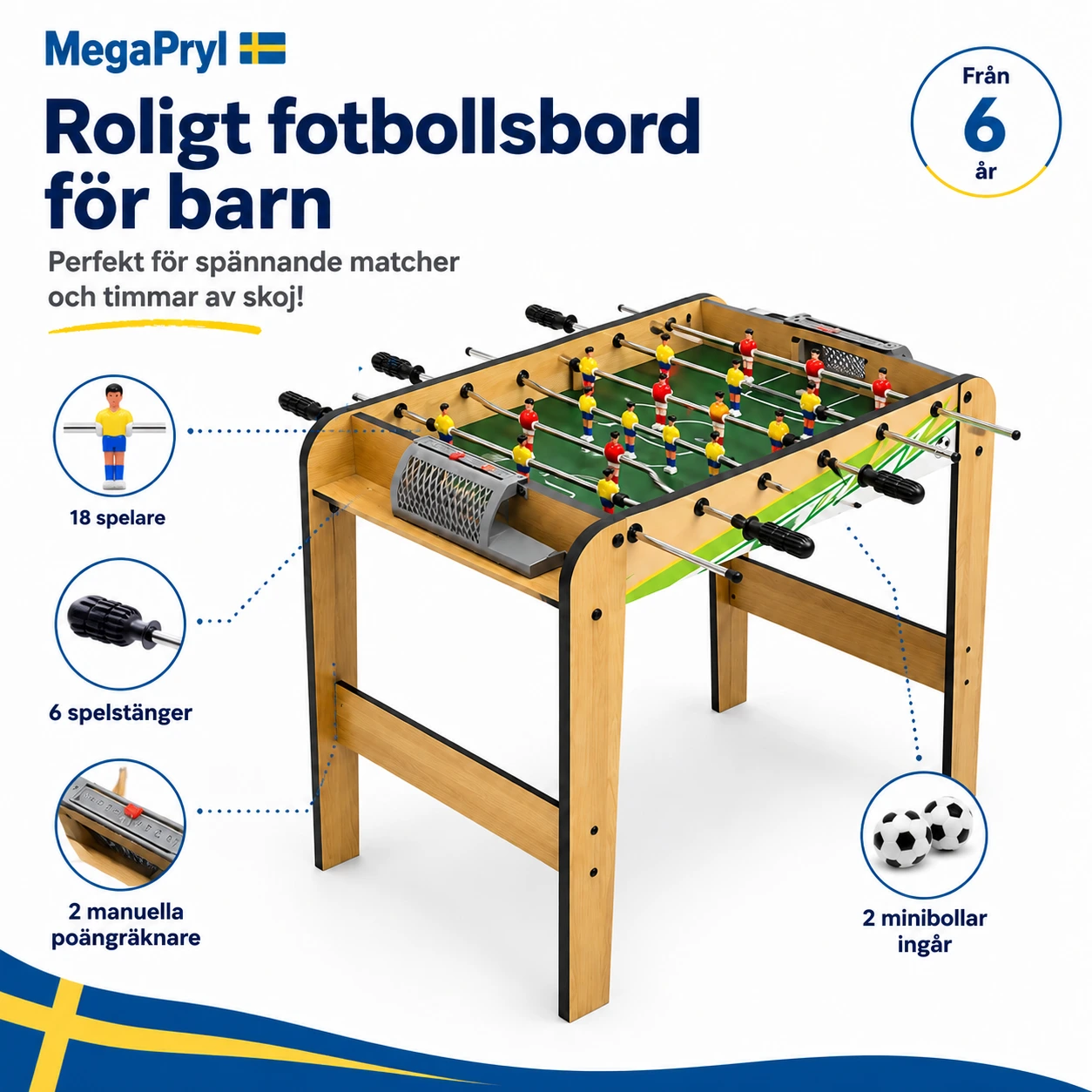 Fotbollsbord för barn med manuella poängräknare