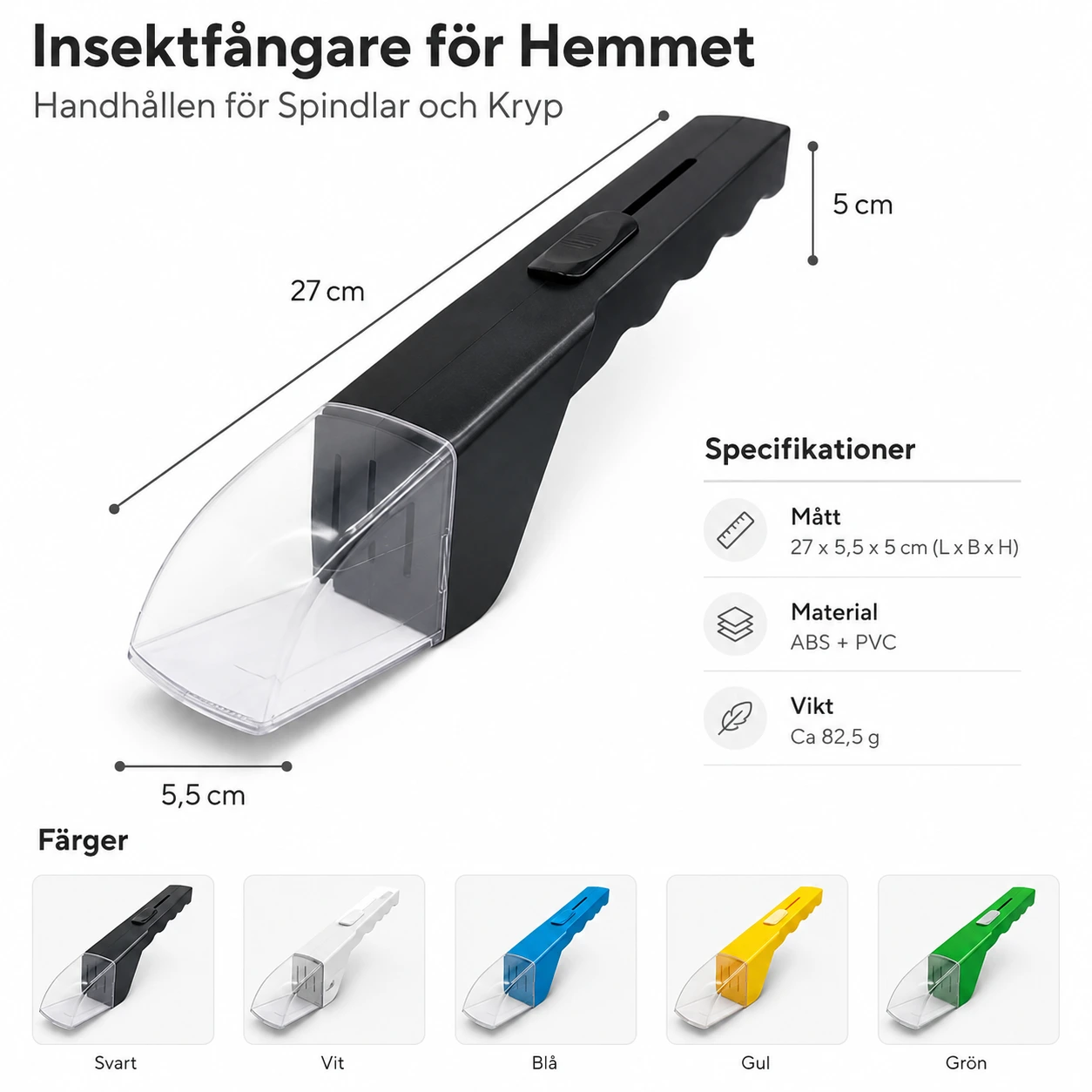 Insektfångare för Hemmet – Handhållen för Spindlar och Kryp