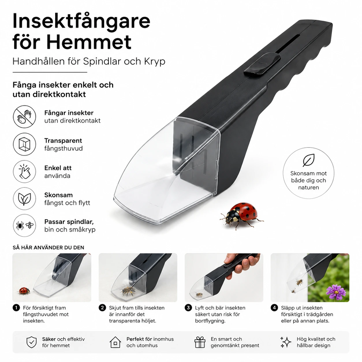 Insektfångare för Hemmet – Handhållen för Spindlar och Kryp