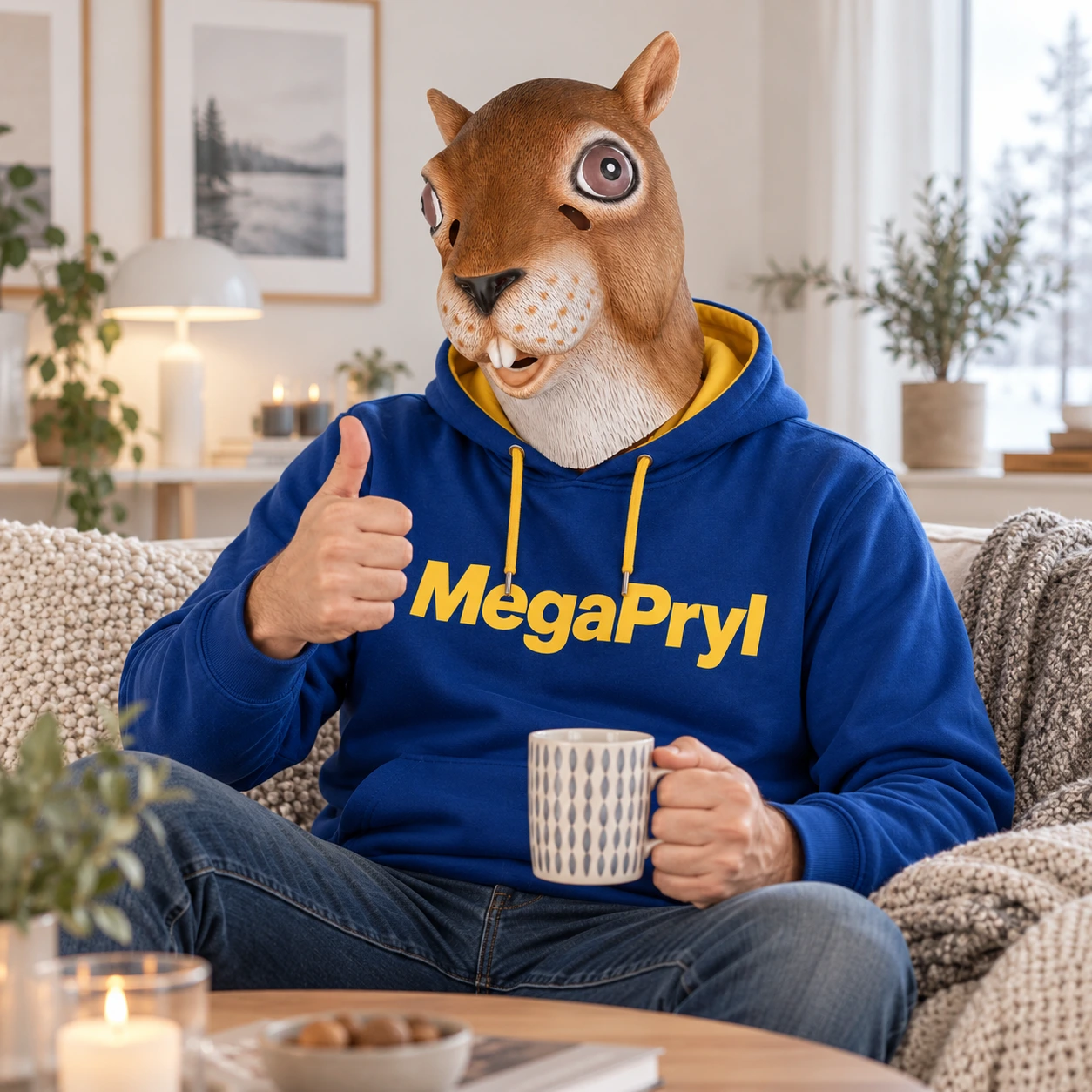 Brun Ekorr Latexmask med Stora Tänder