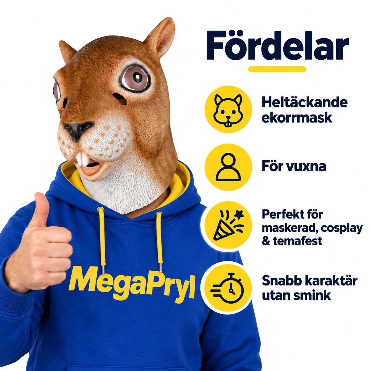 Brun Ekorr Latexmask med Stora Tänder