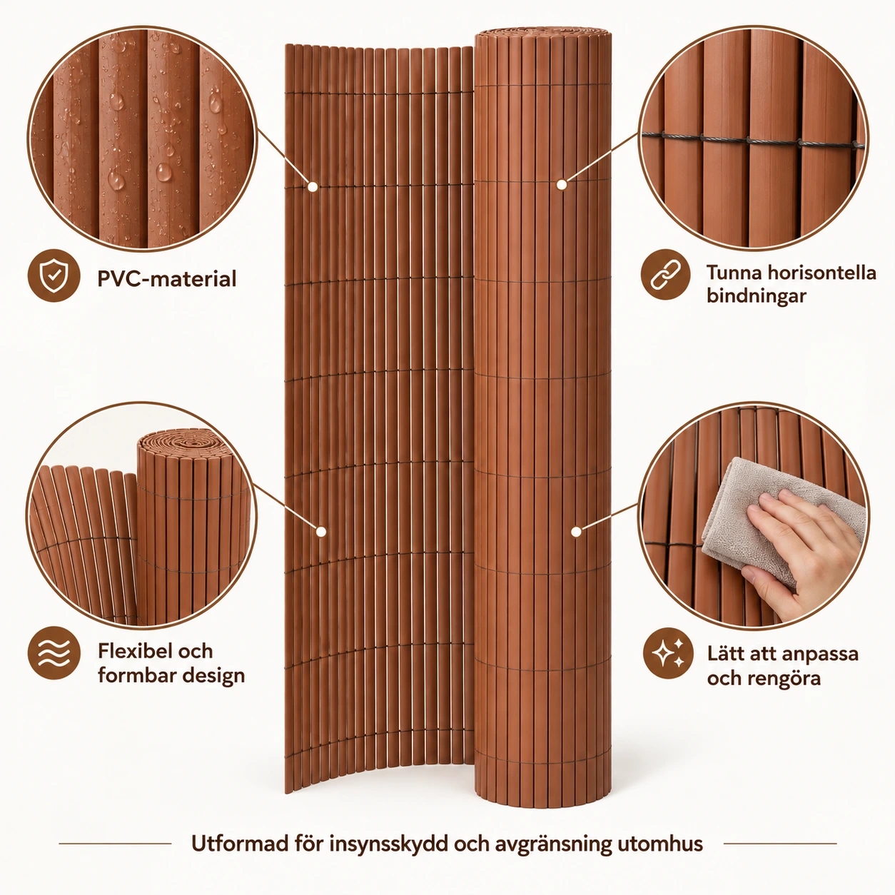 Trädgårdsskärm i PVC för insynsskydd 110 x 300 cm