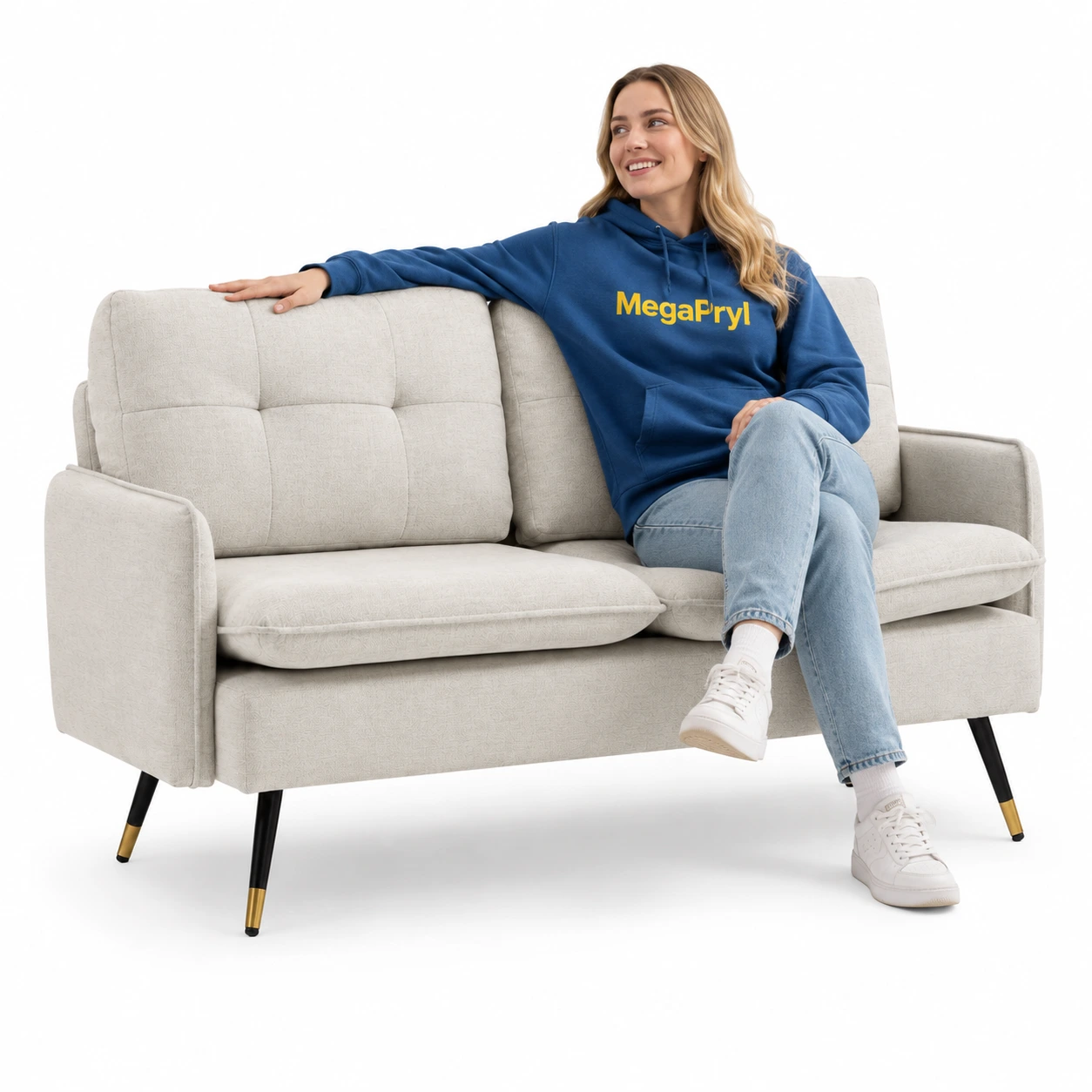 2-sits soffa för vardagsrum med stålben 139 cm