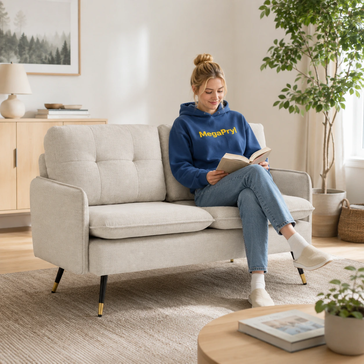 2-sits soffa för vardagsrum med stålben 139 cm