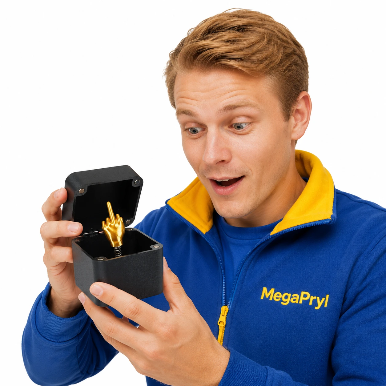 Pop up presentask med långfinger