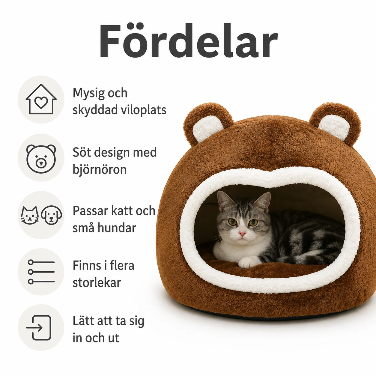 Kattgrotta för katt och små hundar i flera storlekar