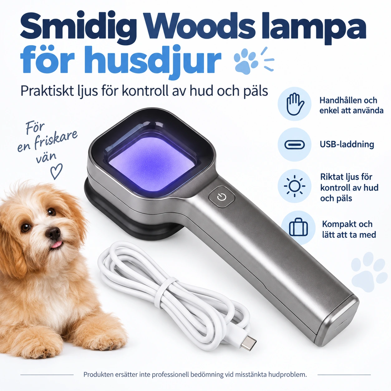 Woods lampa för husdjur med USB-laddning