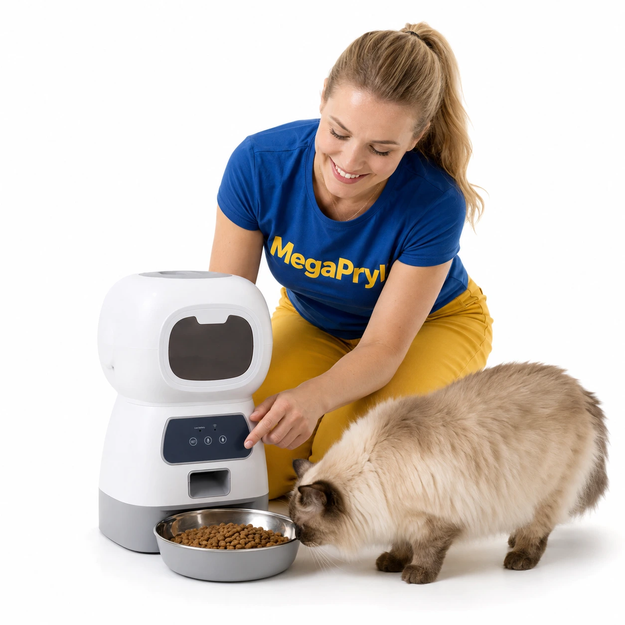 Automatisk foderautomat för katt och hund med appstyrning