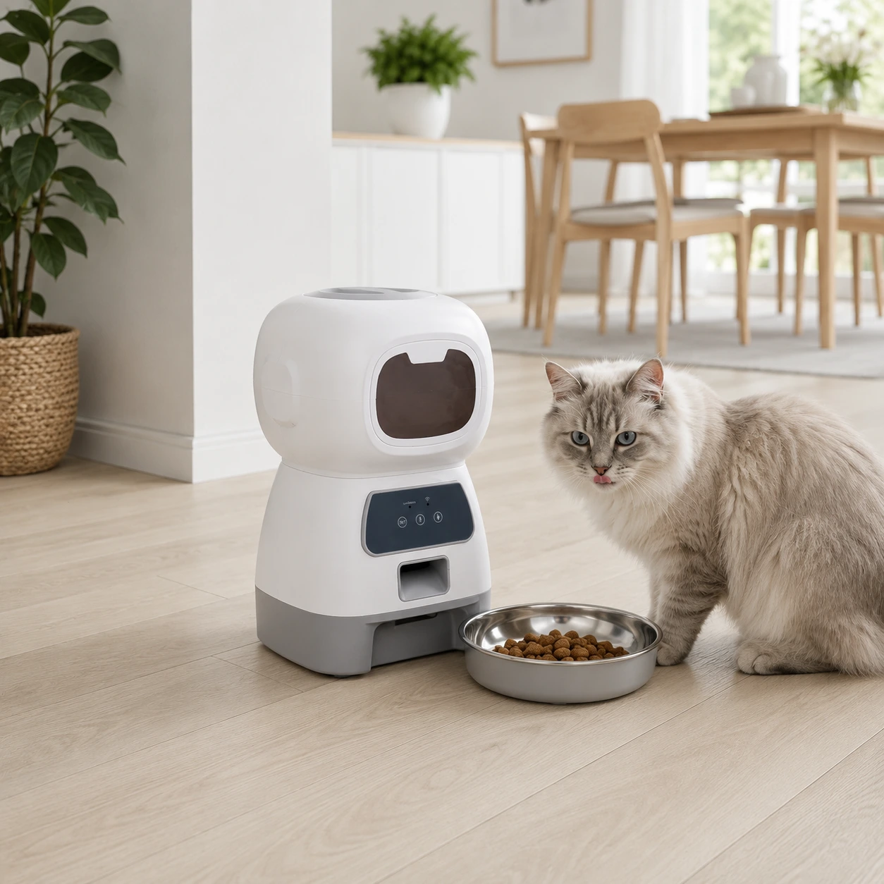 Automatisk foderautomat för katt och hund med appstyrning