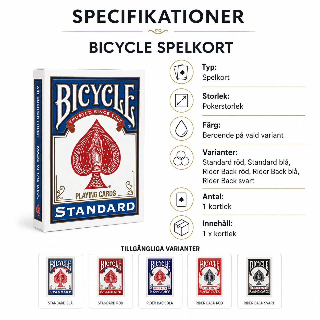 Spelkort Bicycle Rider Back med standardindex