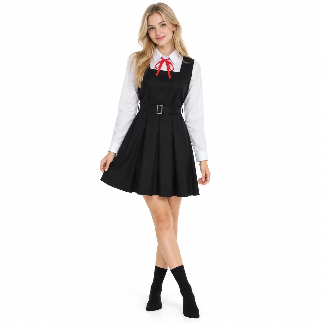 Cosplaydräkt med skjorta, klänning och slips