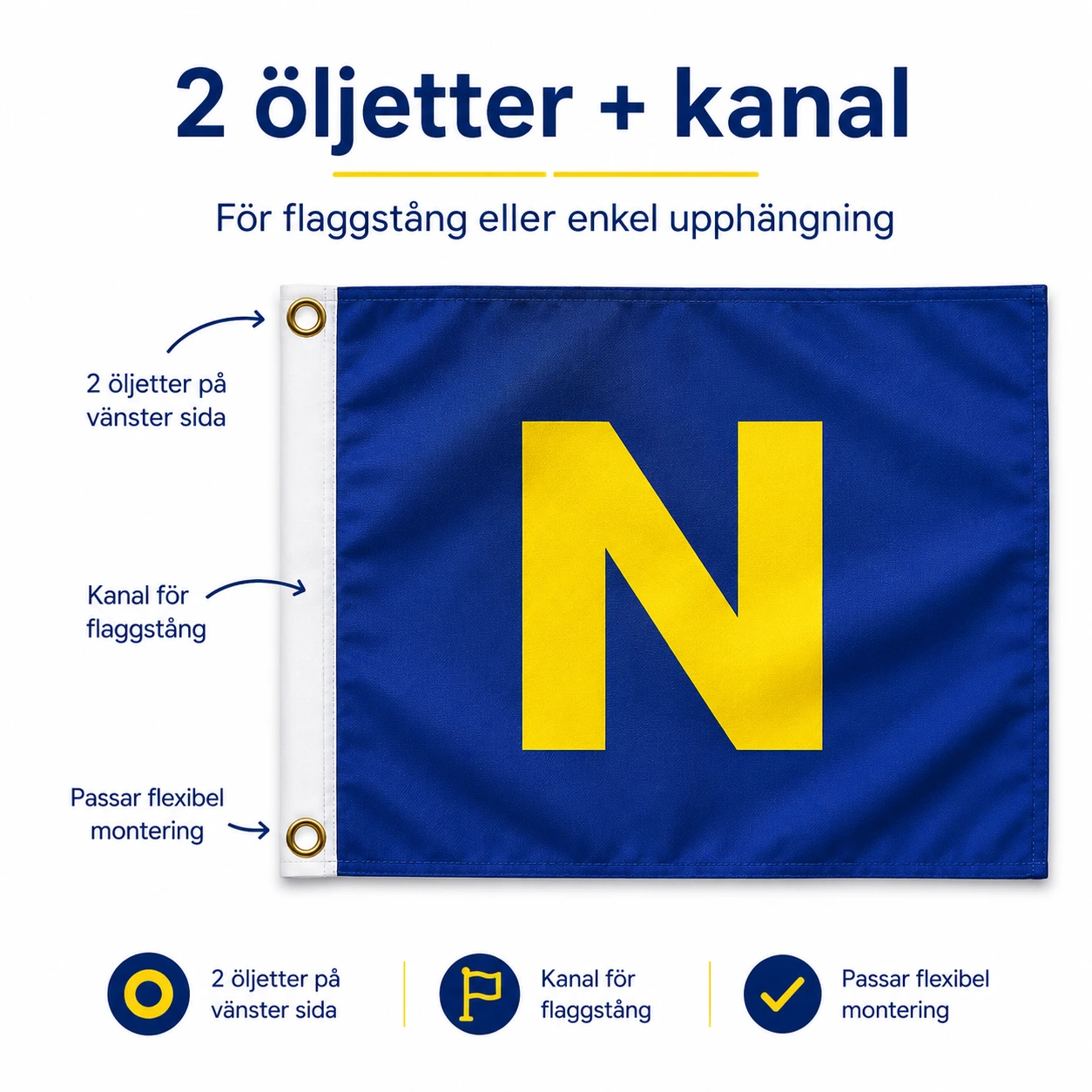 2 öljetter på vänster kant