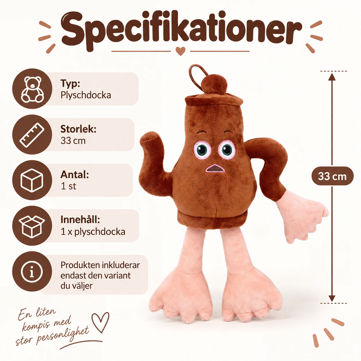 Plyschdocka med kannafigur, 1 st