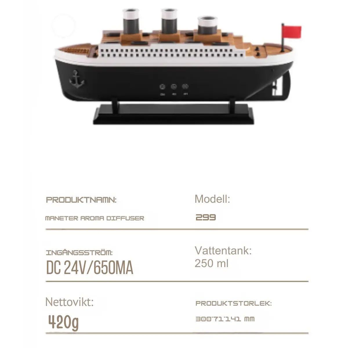 Luftfuktare Retro Skeppsformad 7