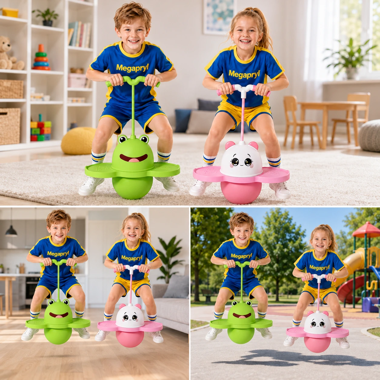Hoppboll för Barn med Handtag och LED-ljus