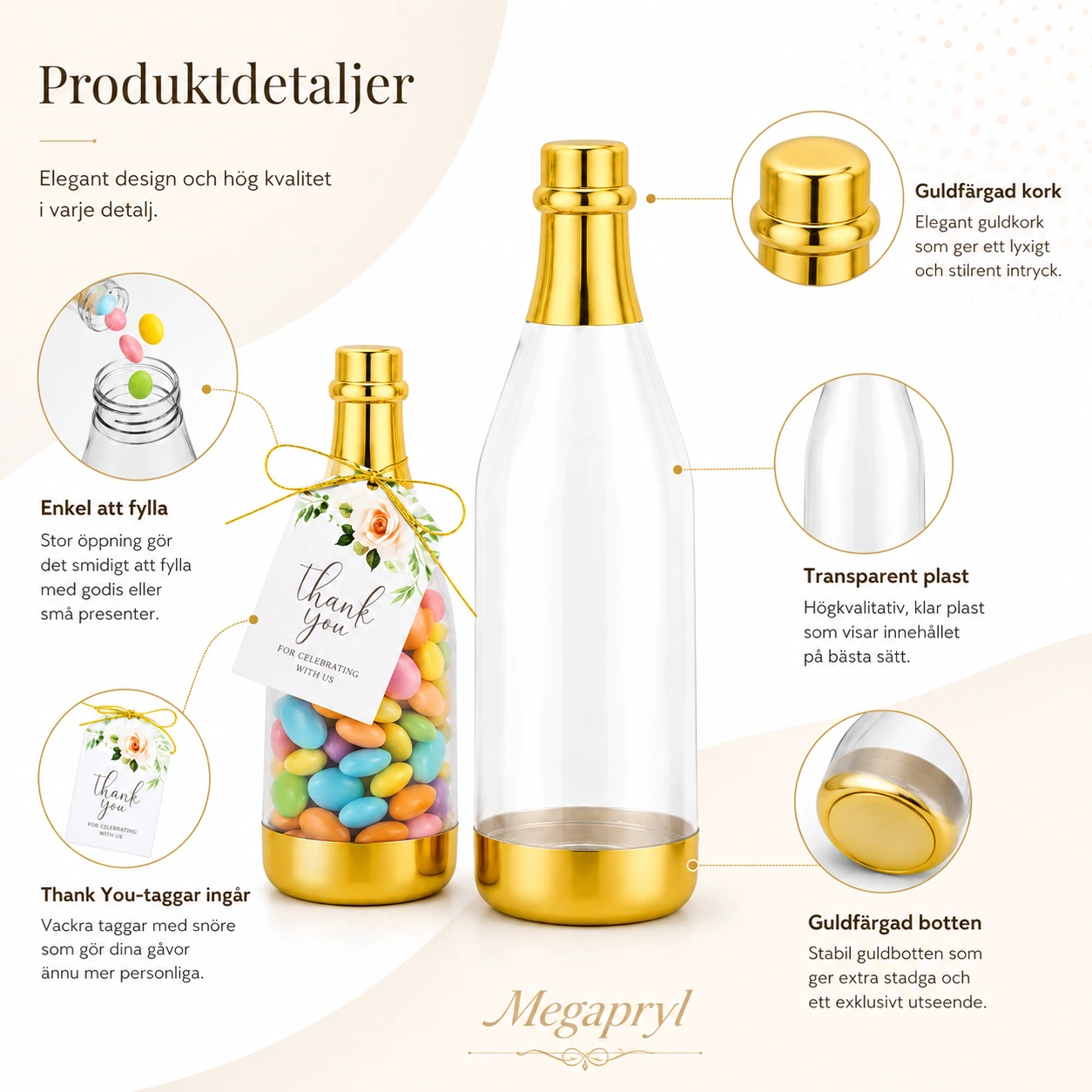 Mini Champagneflaskor för Godis 10-pack