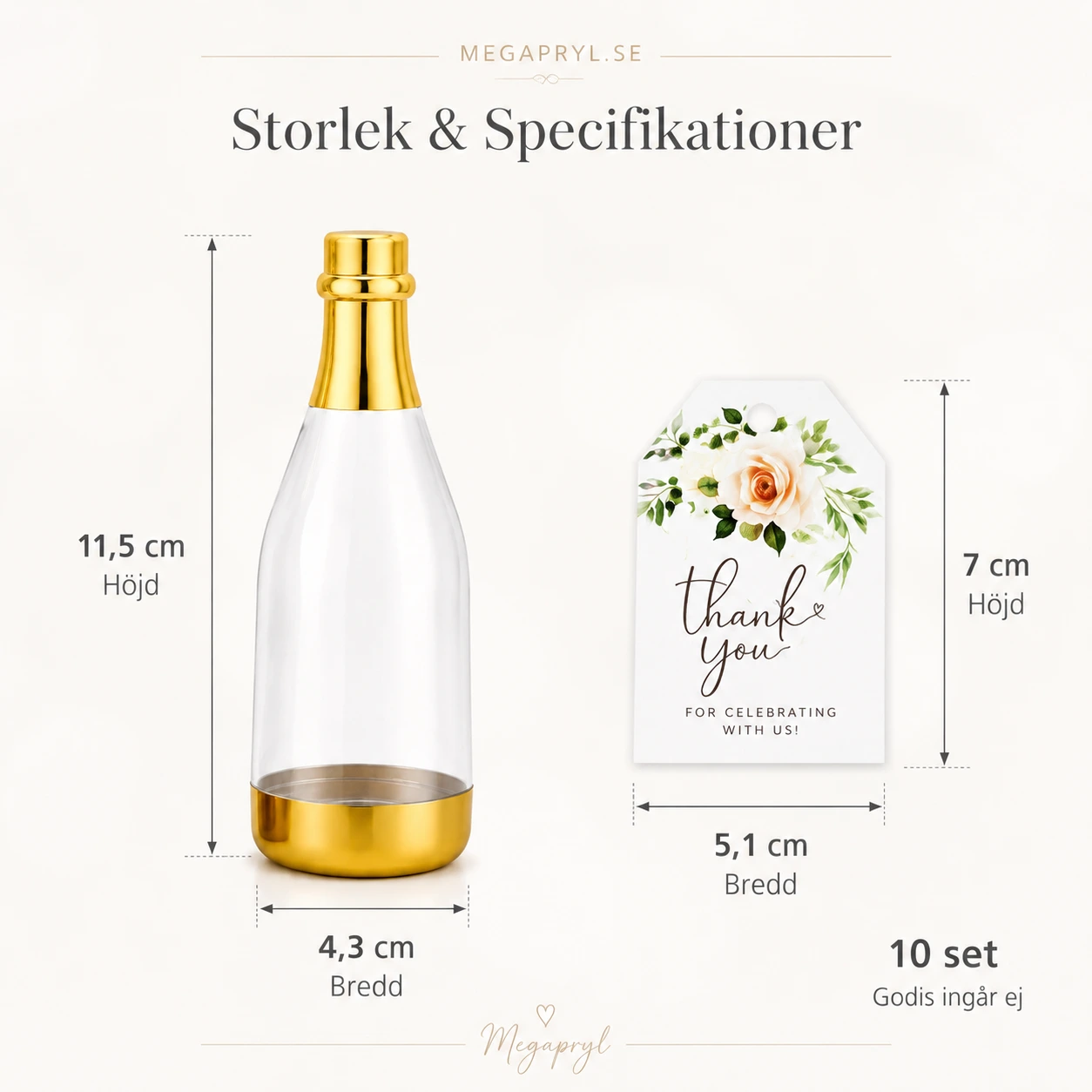 Mini Champagneflaskor för Godis 10-pack
