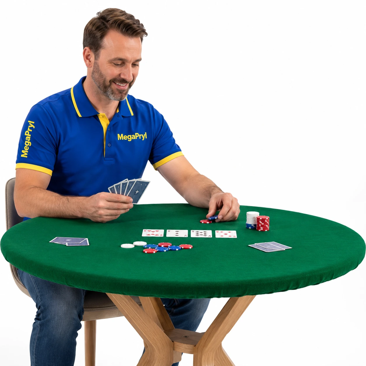 Spelduk för runt bord med elastisk kant