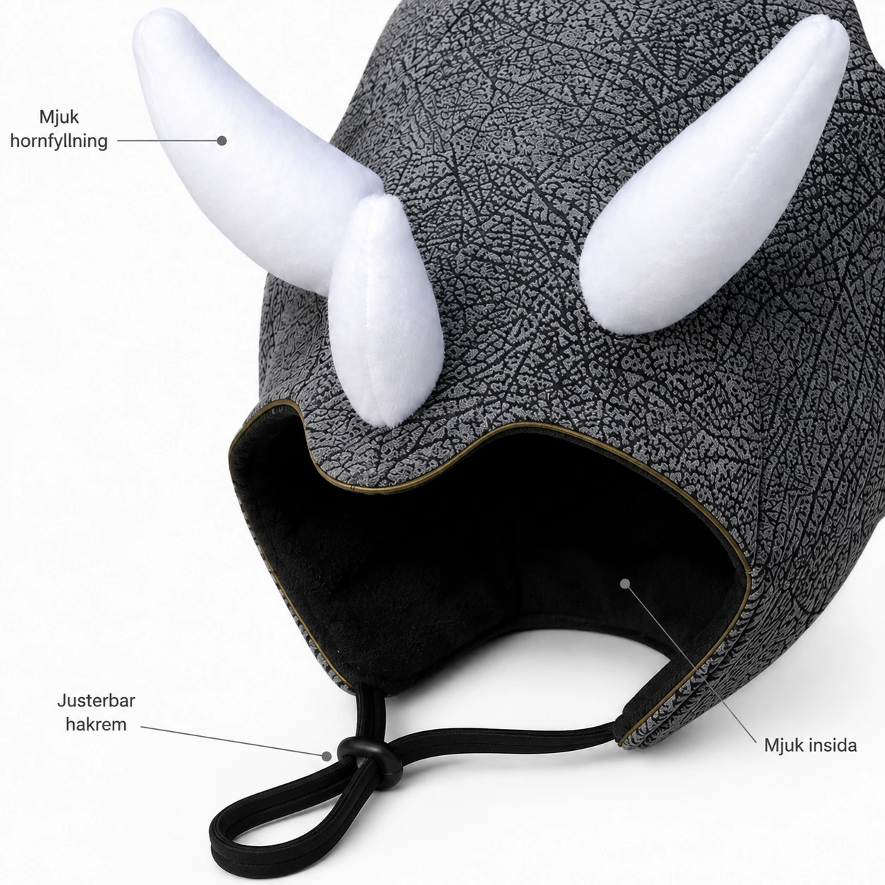 Triceratops-hattu koiralle ja kissalle kangasta