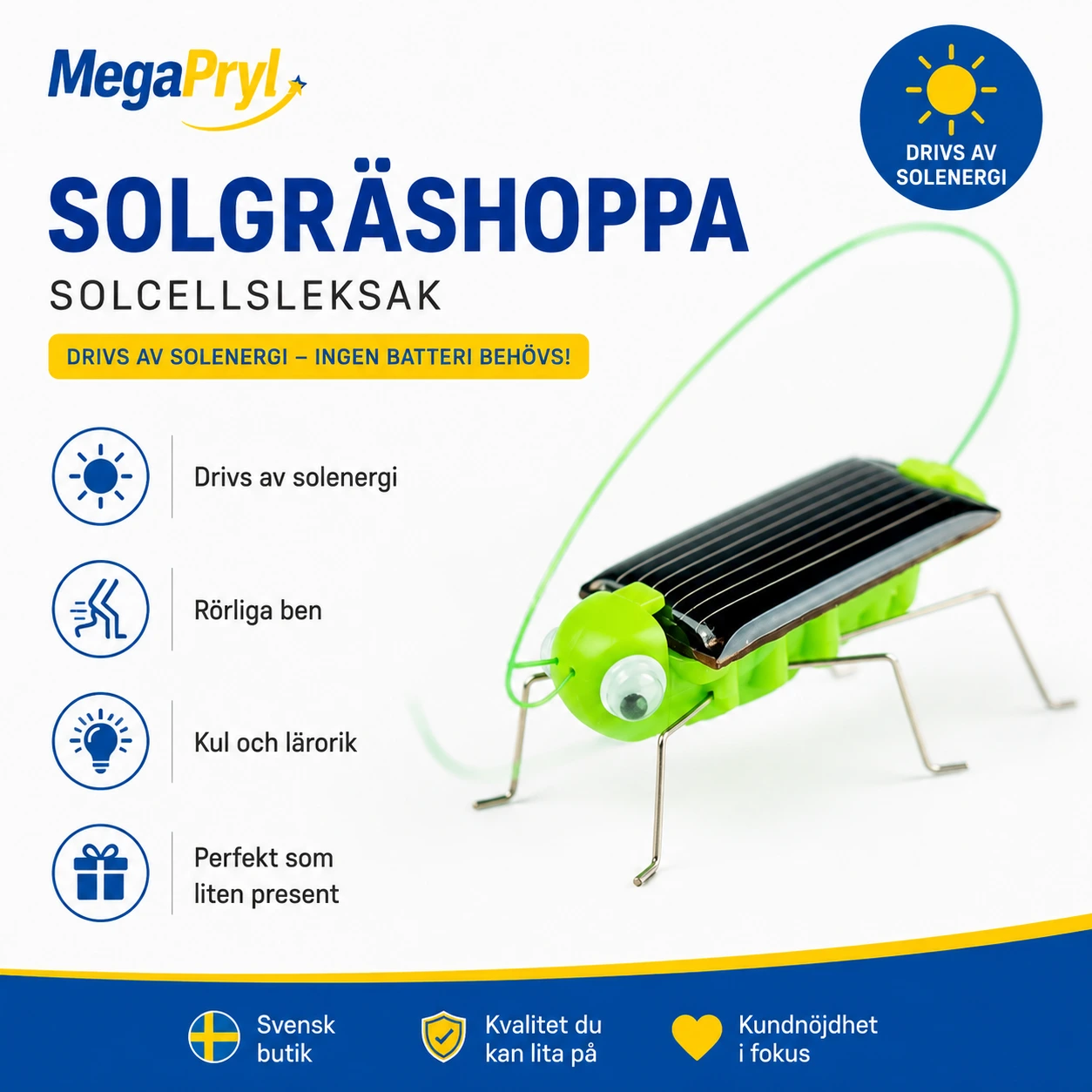 Solcellsdriven Leksaksgräshoppa med Rörliga Ben