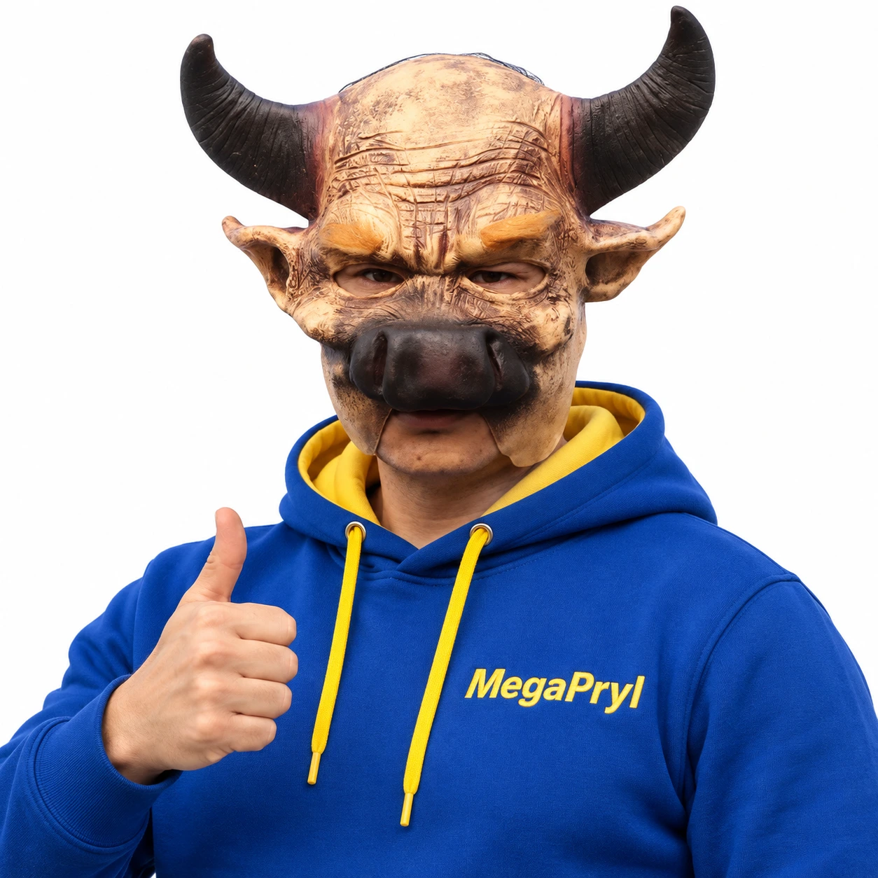 Brun Tjur Latexmask med Horn