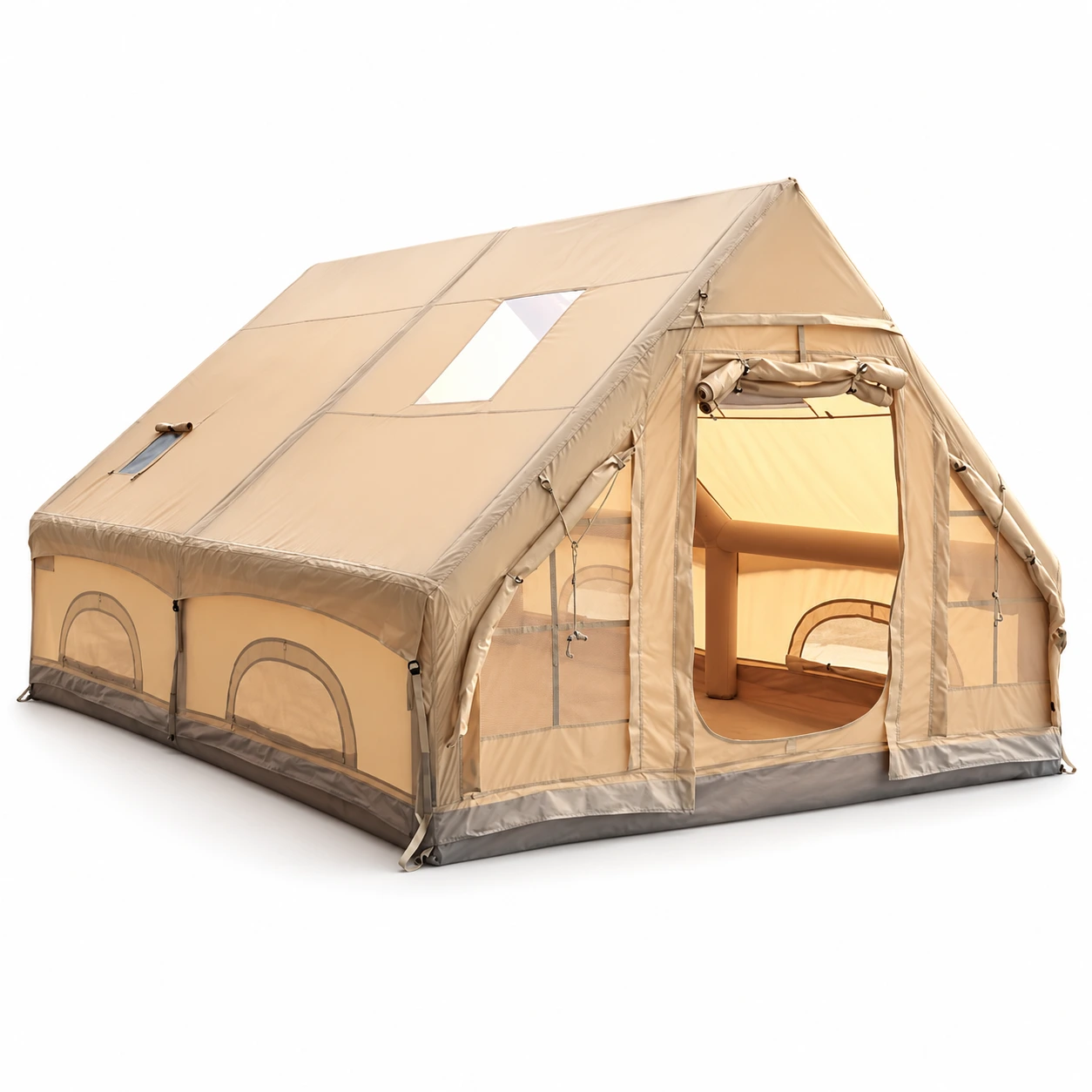 Uppblåsbart glampingtält 300 x 400 cm i khaki
