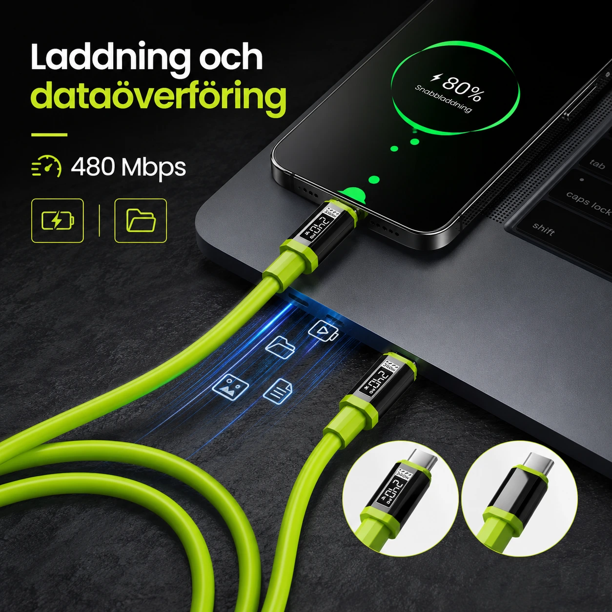 USB-C Laddkabel 240W med Display