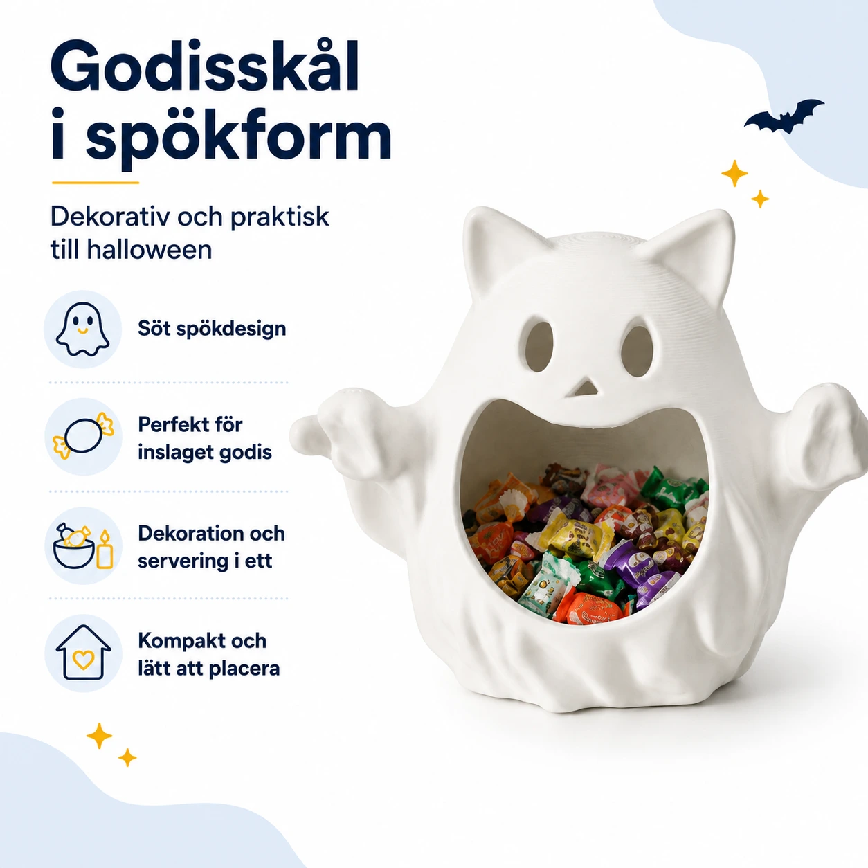 Godisskål i spökform för halloween